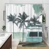 1Pc Vintage Tan Tropical Beach Pattern Shower Curtain, Machine Washable Polyester With Hooks For Bathroom Decoration