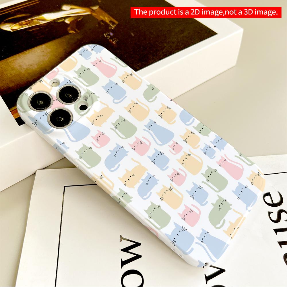Pastel Cats Pattern Phone Case All Inclusive Film Hard Phone Case, Compatible with iPhone 18 Pro Max 17 16 15 14 13 12 11
