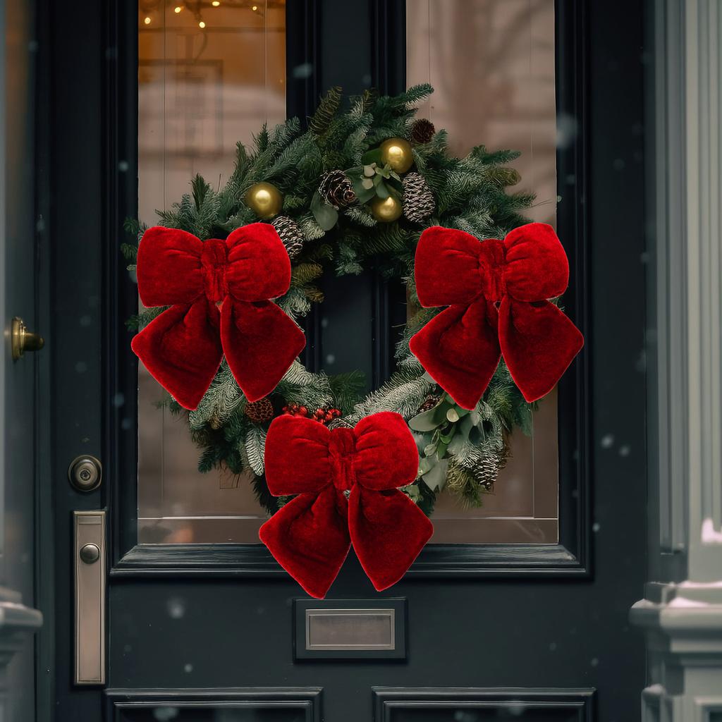 Christmas Bow Comfortable Velvet Bow Ornament Christmas Tree Bow Pendant Soft For Wedding Decoration Home Decoration Office