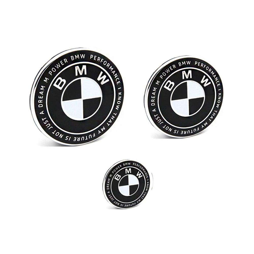 

3Pcs ABS 74mm/82mm/45mm 50th anniversary car Front Hood Emblem Trunk Rear badge steering wheel cover for mini BMW accessories 2pcs74mm 1pcs45mm