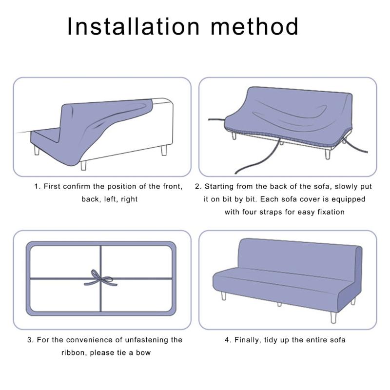 Foldable Sofa Bed Slipcover Armless Futon Stretch Couch Cover for Small Space