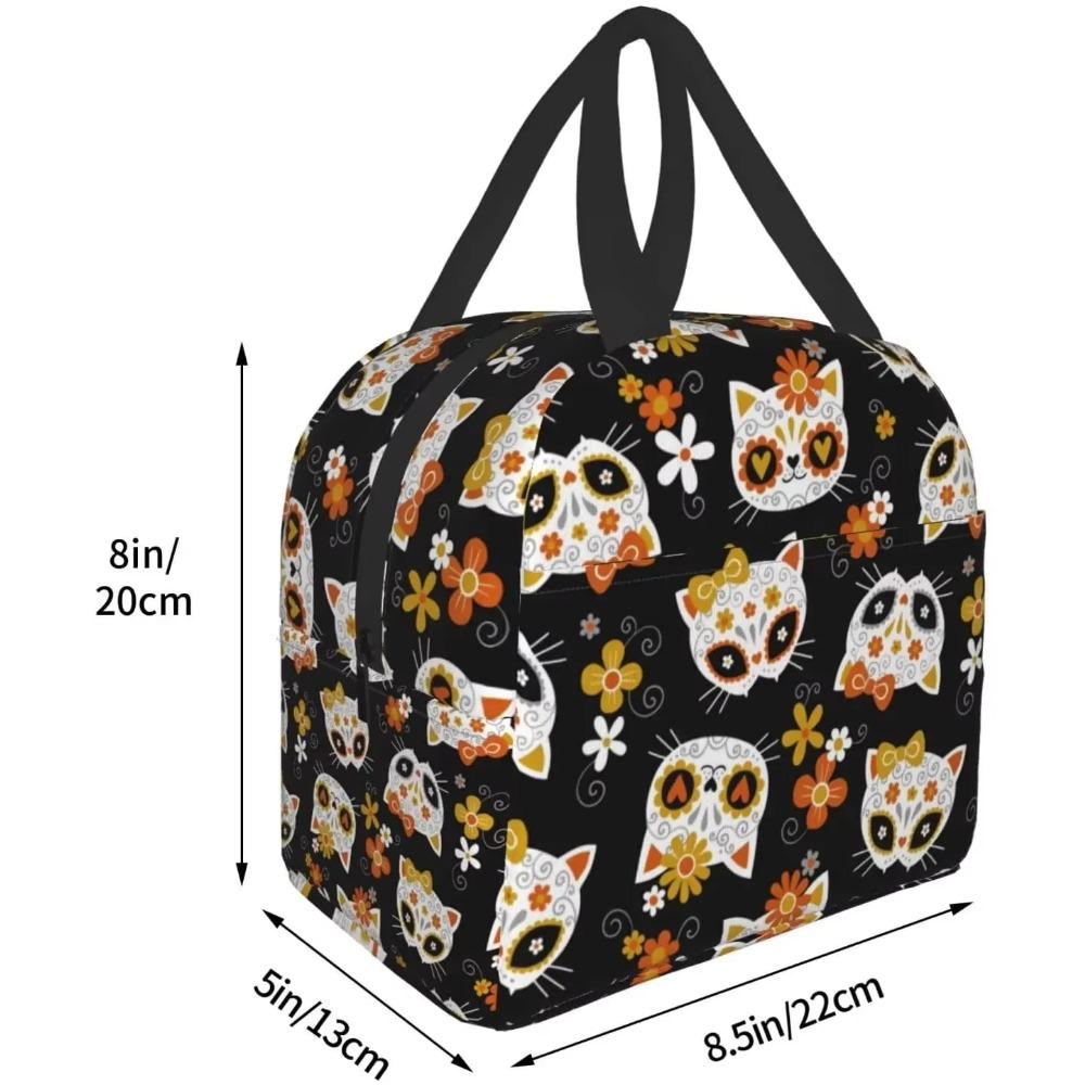 Ziua Morților Pisică Genți de Prânz Cutie Izolată Congelabilă Cooler pentru Femei Copii Fete Geantă Tote Reutilizabilă Impermeabilă pentru Școală Muncă
