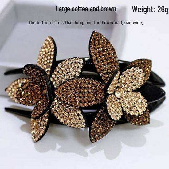 Damen Sommer Strassblumen Haarspange - Koreanischer Stil Doppellagiger Entenschnabelclip