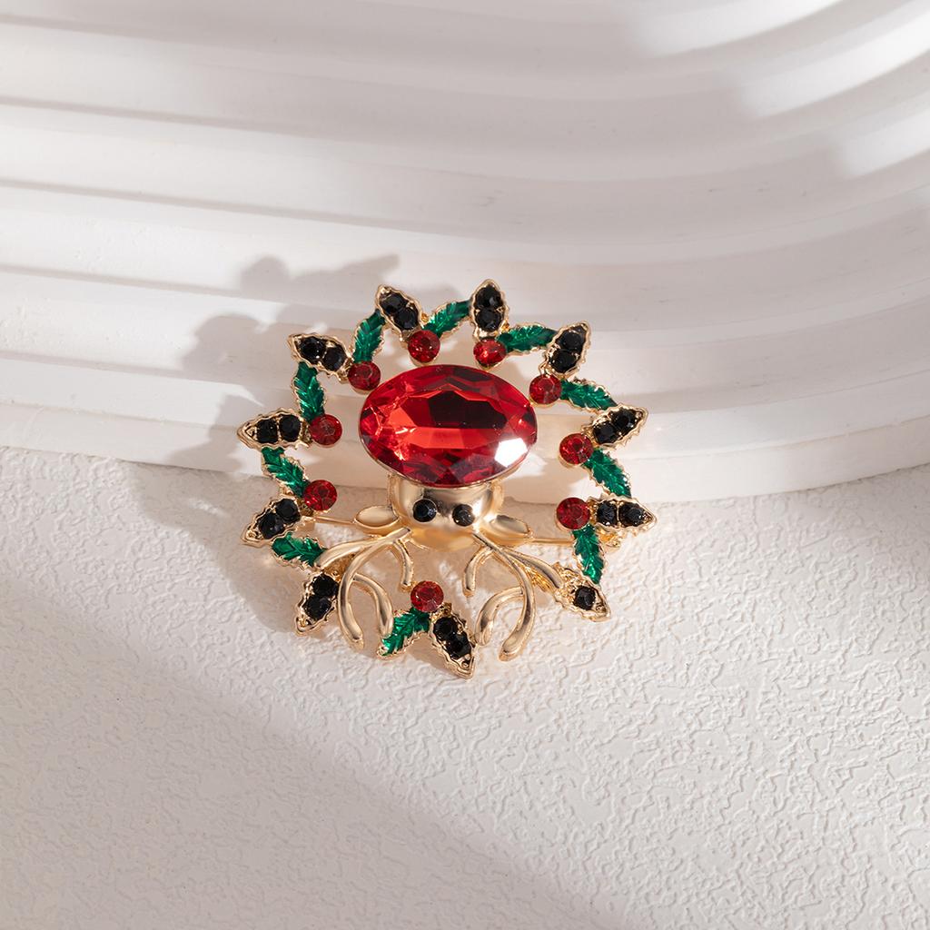 Creative Cartoon Christmas Bell Bow Diamond Brooch, Contrasting Colors, Advanced Sense, Cute Elk Dripping Oil Badge