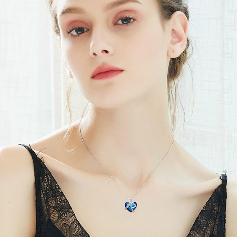 I Love You Forever "Crystal Heart Pendant Necklaces Woman Crystal Choker Necklace