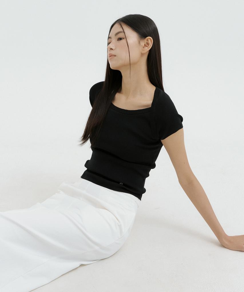Lucirju Boatneck Bolero Knit Top (Black)