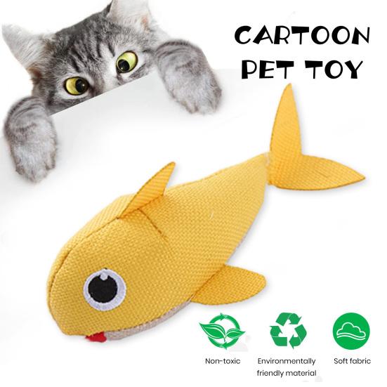Interactive Plush Cat Toys Cartoon Shark Design with Catnip Teeth-grinding Bite Resistant Prevent Boredom Cat Toys