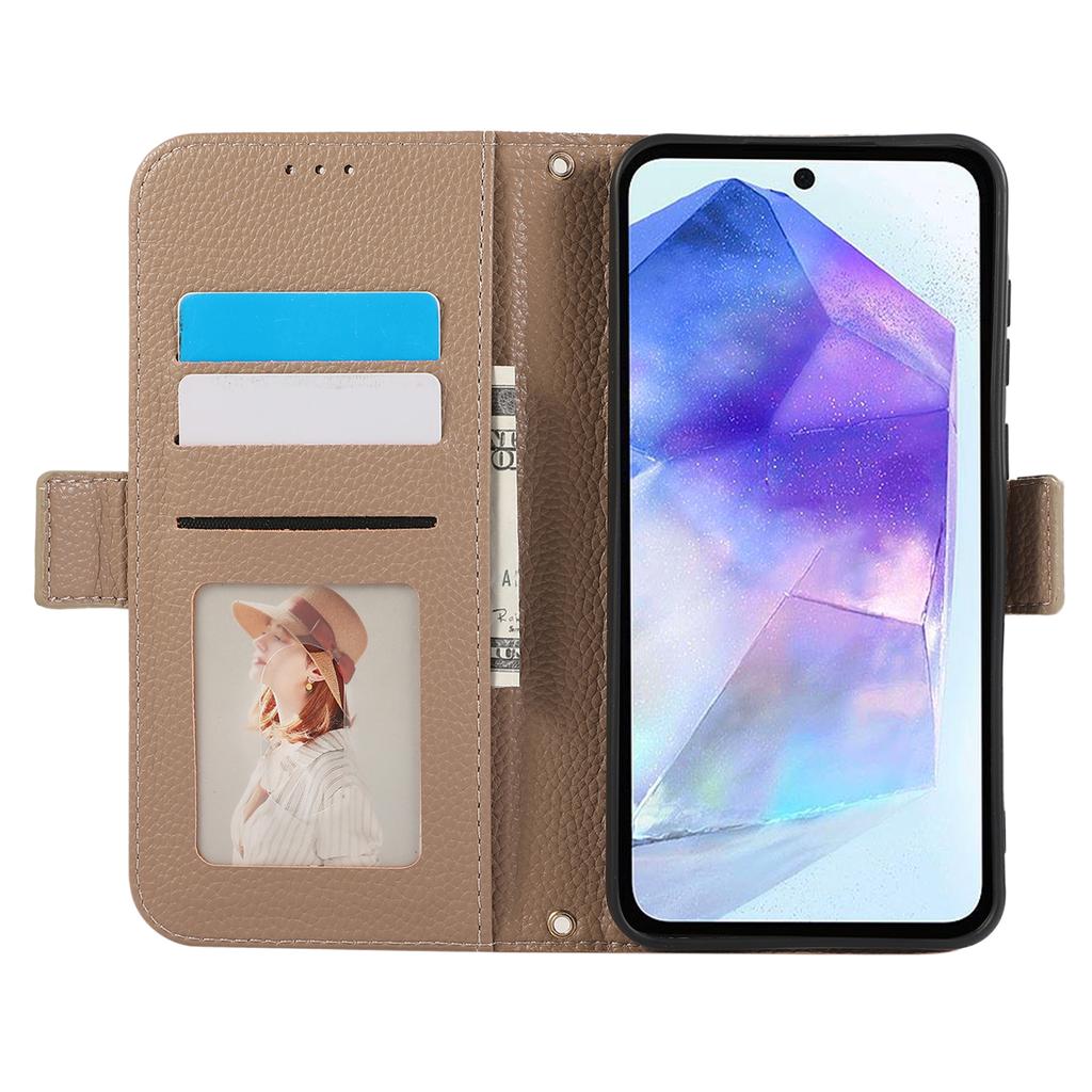 For Samsung Galaxy A55 5G Leather Case with Card Holder,Straps,Shockproof Wallet Phone Cover