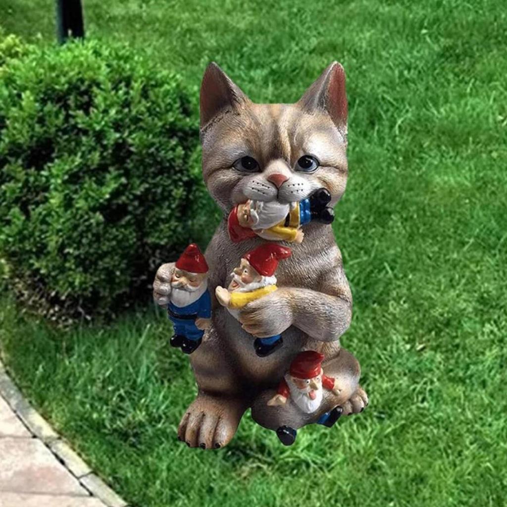 Socha zahradní kočky - vnitřní / venkovní socha pro dům, zahradu, terasu, terasu, verandu