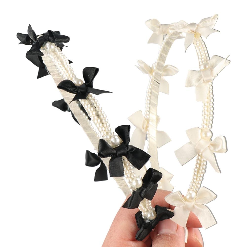 Headwear Bow Headband Ins Pearl Hair Hoop Sweet Pearl Hair Band  Girl