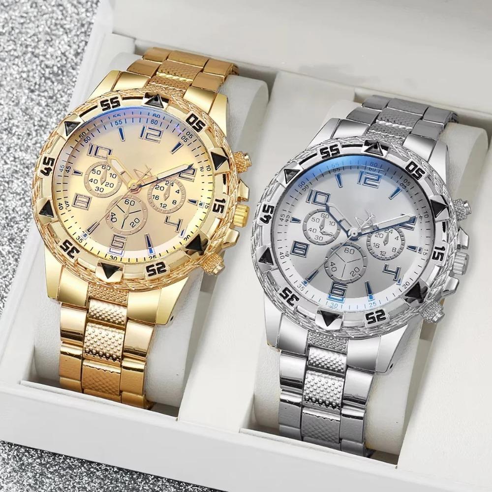 Gold Men's Business Watches Stainless Steel Band Wristwatch Fashion Men Quartz Watches  Male Gift