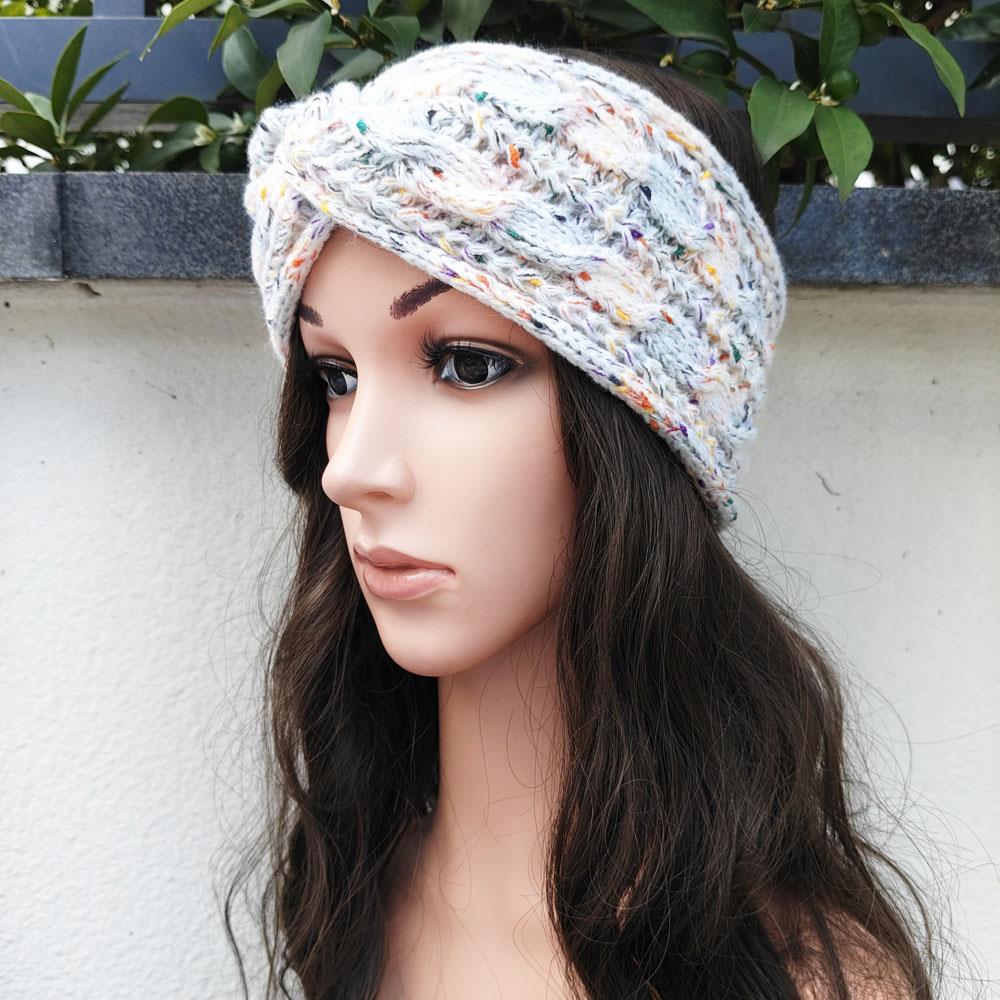 Wool Thicken Knitting Wide Headband For Women Plush Lined Headwrap Turban Hairbands Autumn Winter Wide Elastic Hair Bands