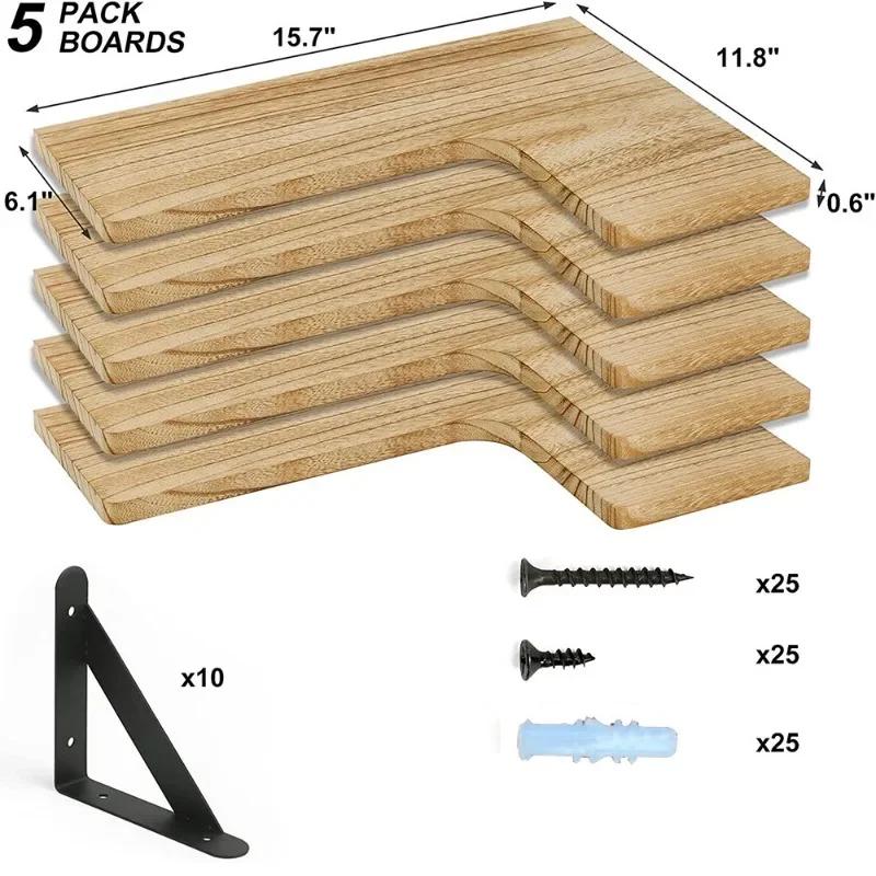 Rafturi de Perete din Lemn Masiv Raft de Depozitare Flotant Agățat de Perete Accesorii pentru Baie Rafturi cu Design Simplu Consumabile