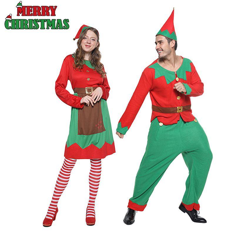 Christmas Elf Cosplay Costume Couple Outfits High Quality Polyester S/m/l