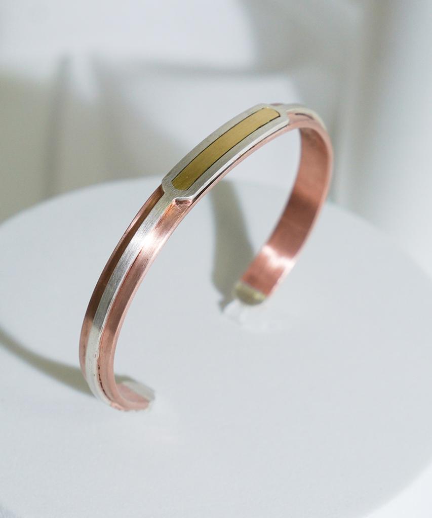 Sabona London 7Gsc 18K Gold Silver Copper Bangle