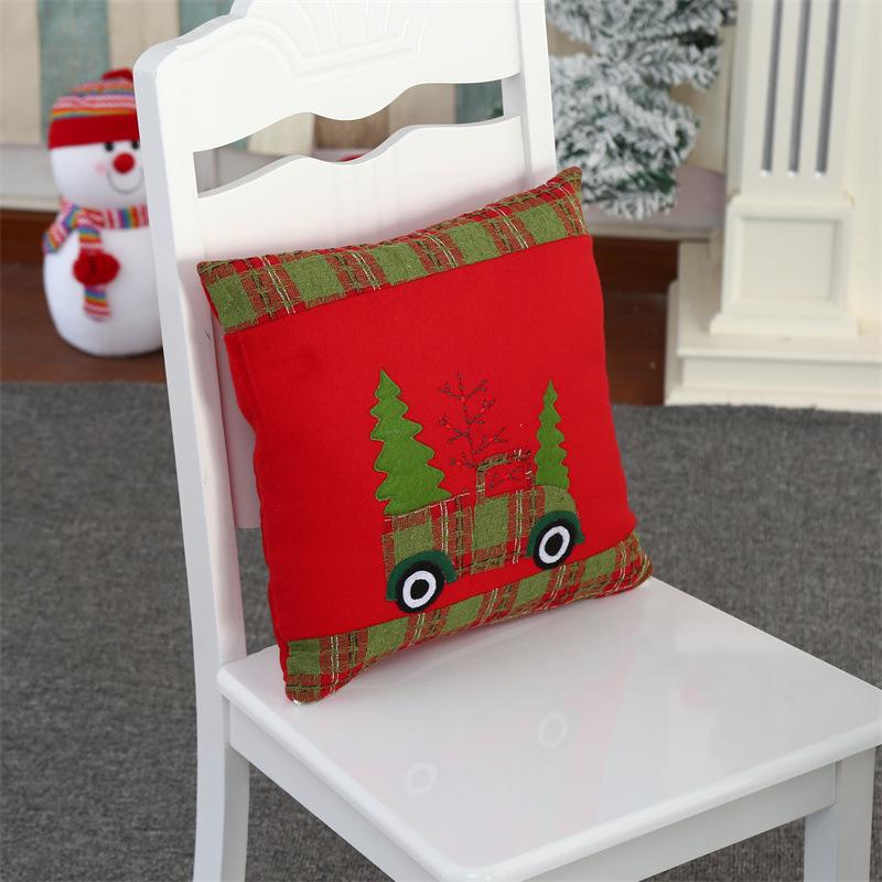 Embroidered Plush Car Cushion and Pillow Cover - Christmas Home Decoration красный