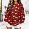 Women's Christmas Print Sweatshirt Trendy Casual Long Sleeve Neck Pullover Top for Holiday