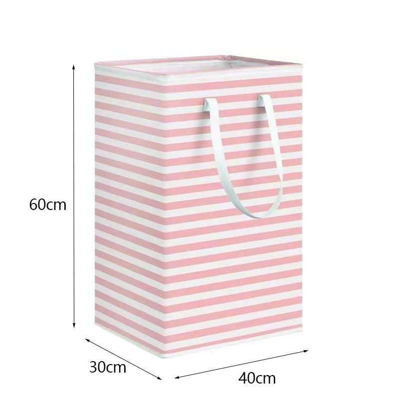 Foldable Striped Laundry Basket – Large Capacity Fabric Hamper for Dirty Clothes Storage