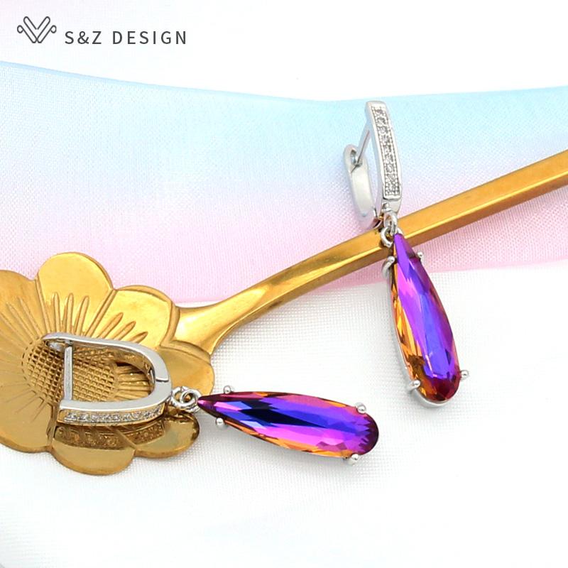 

Модные элегантные висячие серьги с каплями воды и кристаллами для женщин, свадебные ювелирные изделия цвета розового золота с кубическим цирконием