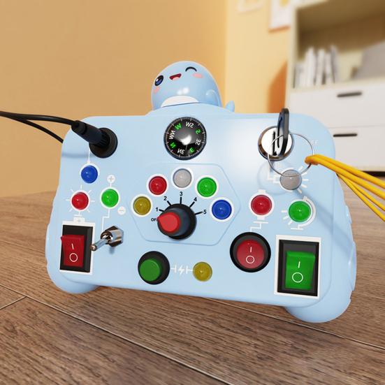 Toddler Animal Busy Board with LED Light Baby Light-up Switch Busy Board Game Machine Travel Kids Educational Learning Activity Toy Boys Girls