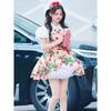 Strawberry Sparkling Wine Selkie Yang Chaoyue Same Style Soft and Adorable Sweet Girl Puff Sleeve Shirts Sling One-piece Dress Set