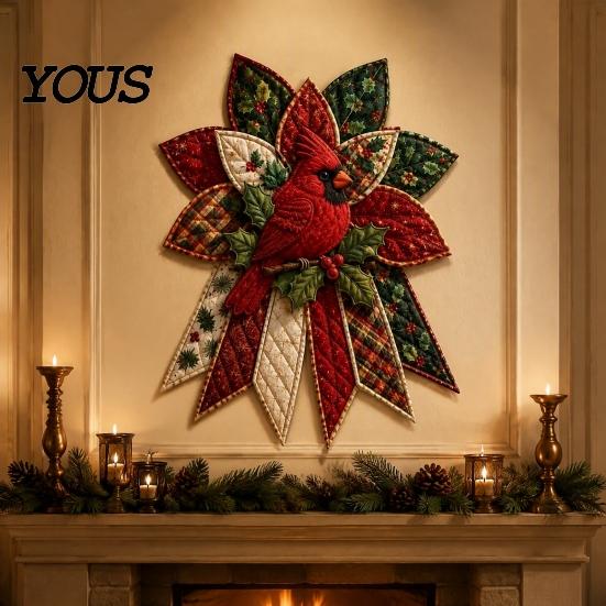Dekoratives Wandbehang-Bastelset Festliches gestepptes Weihnachts-Tür-DIY-Nähset, Immergrüner Baum, 3D-gepolsterte Patchwork-Kunsthandwerk-Bedarfsset für