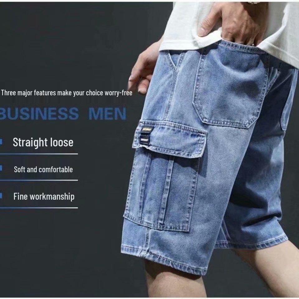 Men's Trendy Loose-Fit Mid-Length Denim Shorts