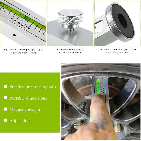 Adjustable Magnetic Gauge Tool, Automotive Camber Caster Strut Wheel Alignment Gauge, Universal Castor Strut Wheel Hub Alignment trument for Car RV