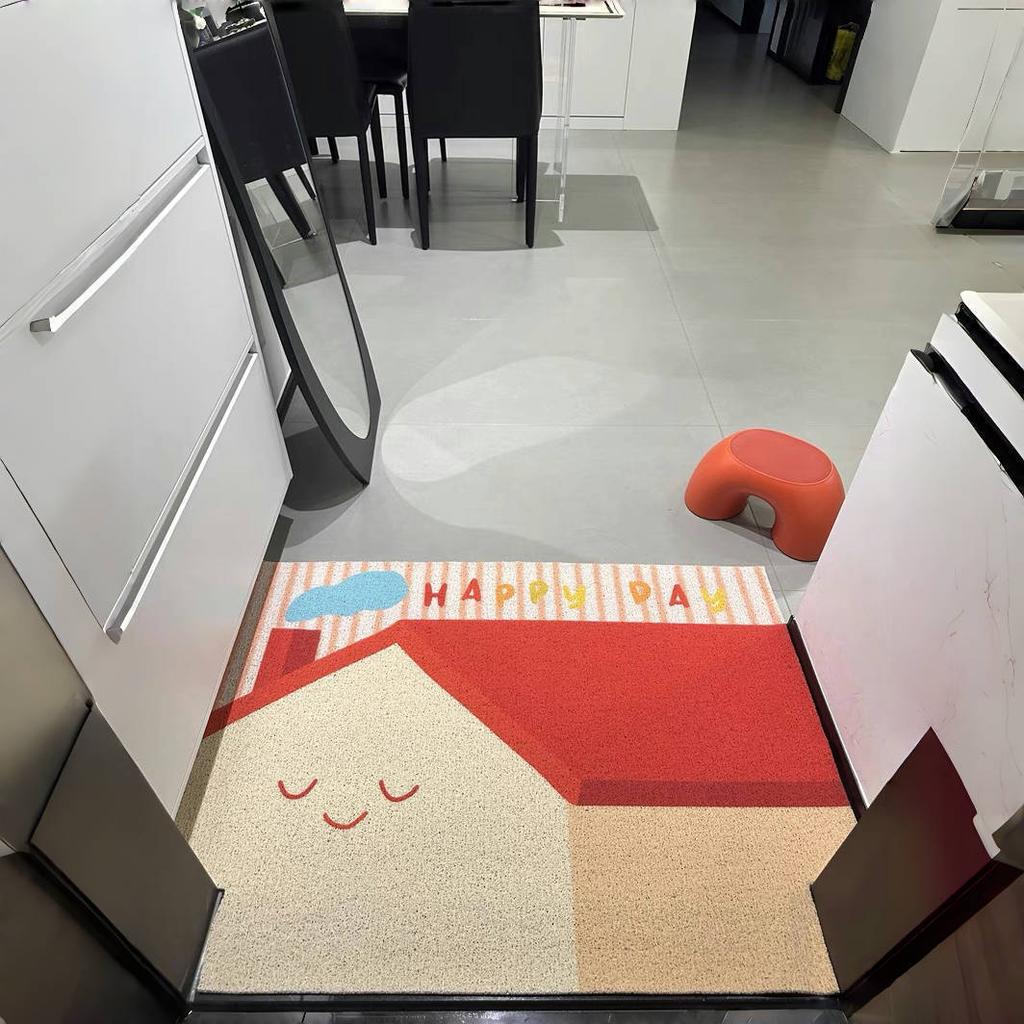 With The Wind and Haiyuan Chuang Cream Korean Wind Entry Mat Non-slip Scraping Sand Foot Mat Entrance Silk Ring Mat Dirt Resistant Cut