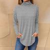 Kadınlar İçin Tişörtler Sonbahar Rahat Uzun Kollu Gömlekler Sweatshirt Vintage Baskılı Yüksek Yaka Üst Kazak
