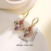 Nidin Multicolor Zircon Flower Hoop Earrings For Women Elegant Pearl Sunflower Dangle Ear Buckle Bridal Wedding Jewelry Gifts