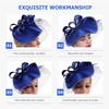 Women’s Fascinator Tea Party Hat Blue Sinamay Headband Cocktail Wedding Veil Elegant Special Occasion Accessory