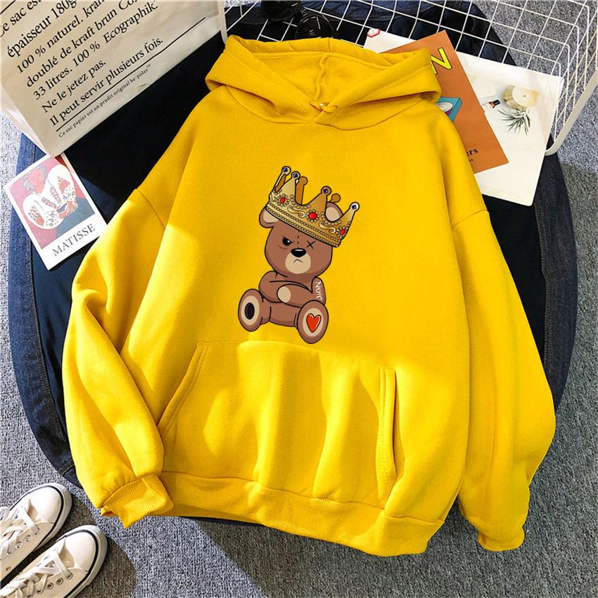 Fashion Cartoon Women's Hoodie Teddy Bear Print Hoodies Women Streetwear Pullover Harajuku Unisex Sweatshirt Oversized Clothes