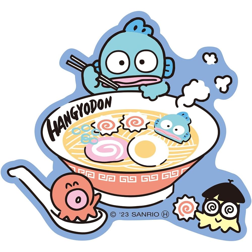 Small Planet Sanrio Character Sticker Hangyodon Ramen Design 5cm x 5cm