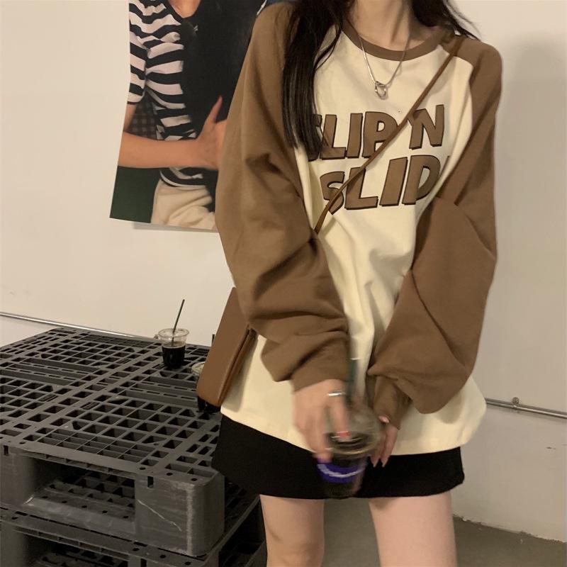 

Women s Crew Neck College Style Sweatshirt - Thin, Loose, Long-Sleeved for Spring & Autumn XL зелений