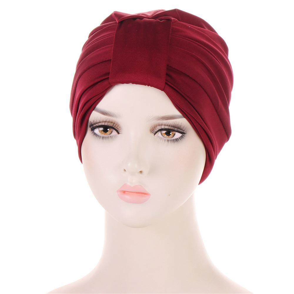 Indian Turban Muslim Women Hijab Floral Printed Hat Cancer Chemo Cap Islamic Hair Loss Cover Beanie Bonnet Head Scarf Pleated
