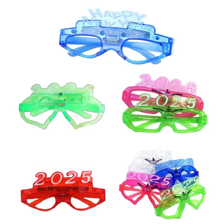 2025 Light up Glasses 2025 New Year Party Eyeglasses Decoration Photography Props for New Years Party Christmas Wedding