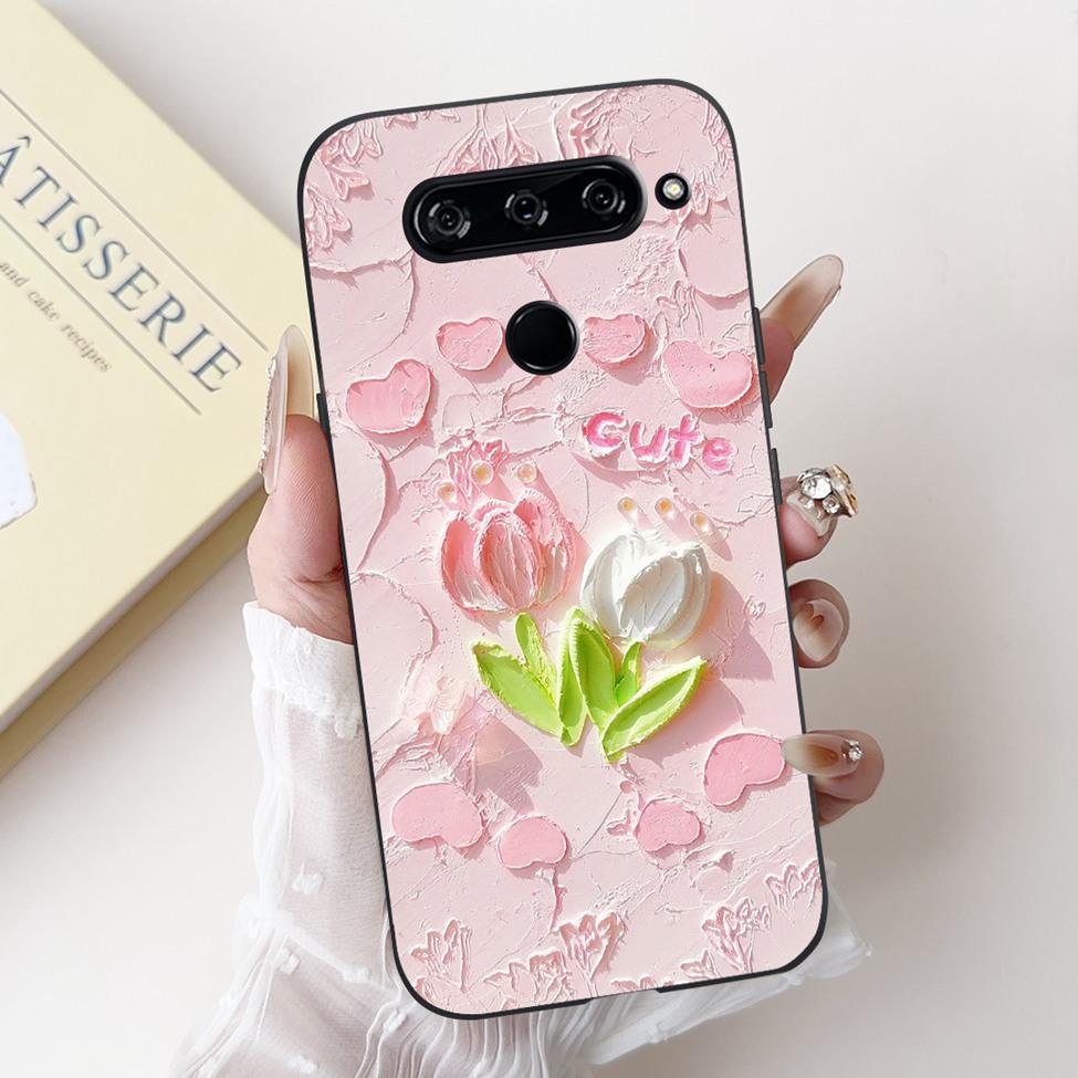 For LG V40 V50 ThinQ Case V50S ThinQ Cute Cartoon Cat Luxury Cool Shockproof Silicone Back Cover For LG V50S ThinQ 5G Phone Case