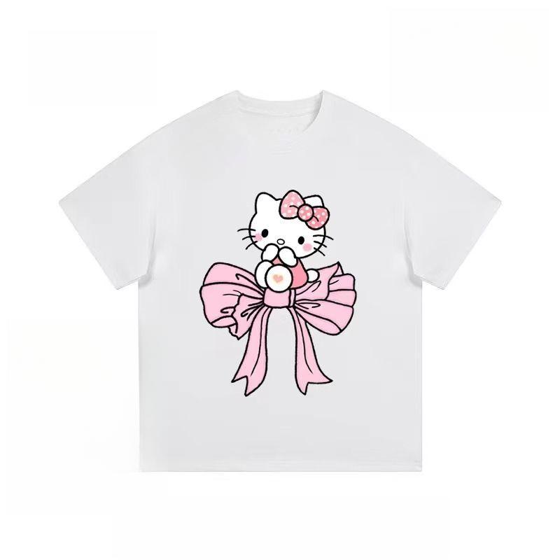 

2026 Summer Shortsleeve Printed Tshirt Women Couple Sanrio Cartoon Style Versatile Casual Fashionable Cute Wearing S