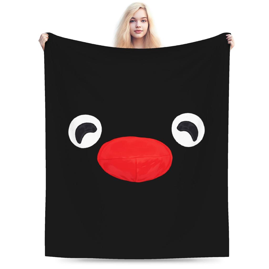 Noot Pingu Fleece Throw Blankets Penguin Cartoon Blankets for Bedding Couch Ultra-Soft Bedding Throws