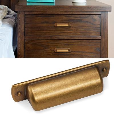 New Antique Brass Cabinet Handles Vintage Sturdy Cabinet Cup Pulls Aged Gold Bronze Drawer Cup Pulls Kitchen Cabinet Hardware