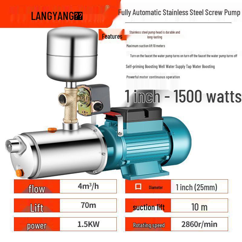 Automatic Stainless Steel Self-Priming Screw Pump for Household Water Boosting and High Head Suction
