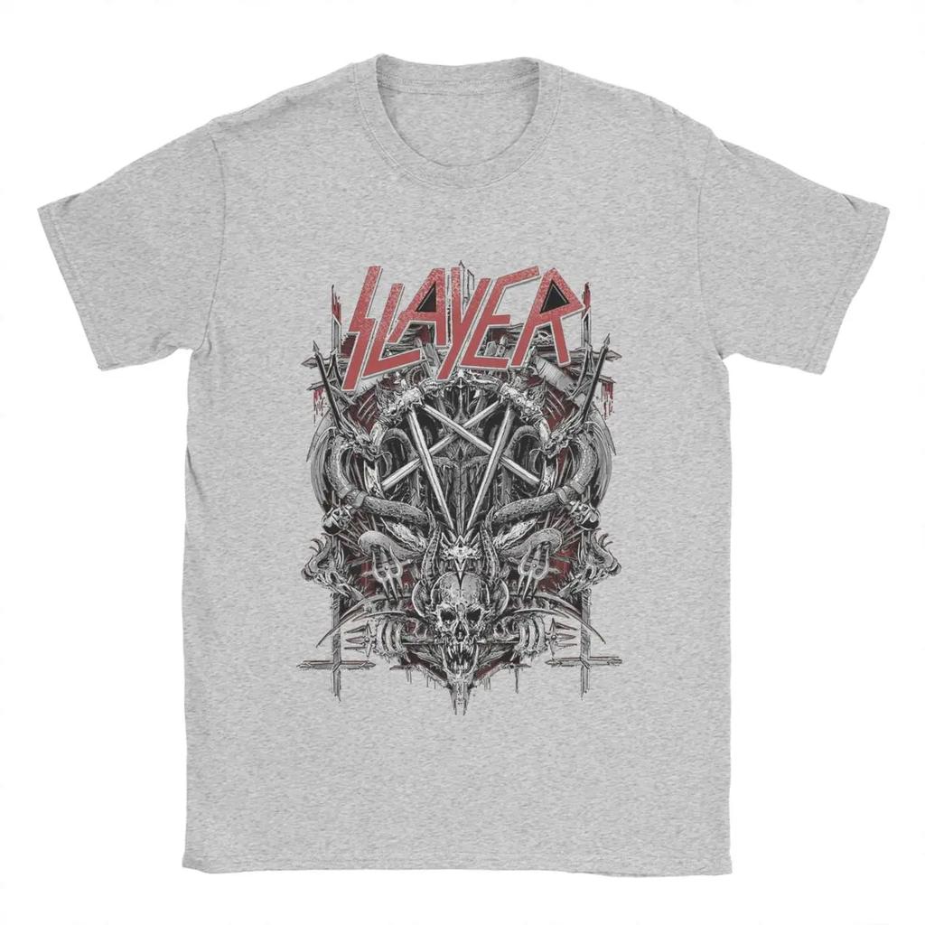 Vintage 1980s Metal Band Slayer Trash Metal T-Shirt Men O Neck Cotton T Shirt Short Sleeve Tees Plus Size Tops