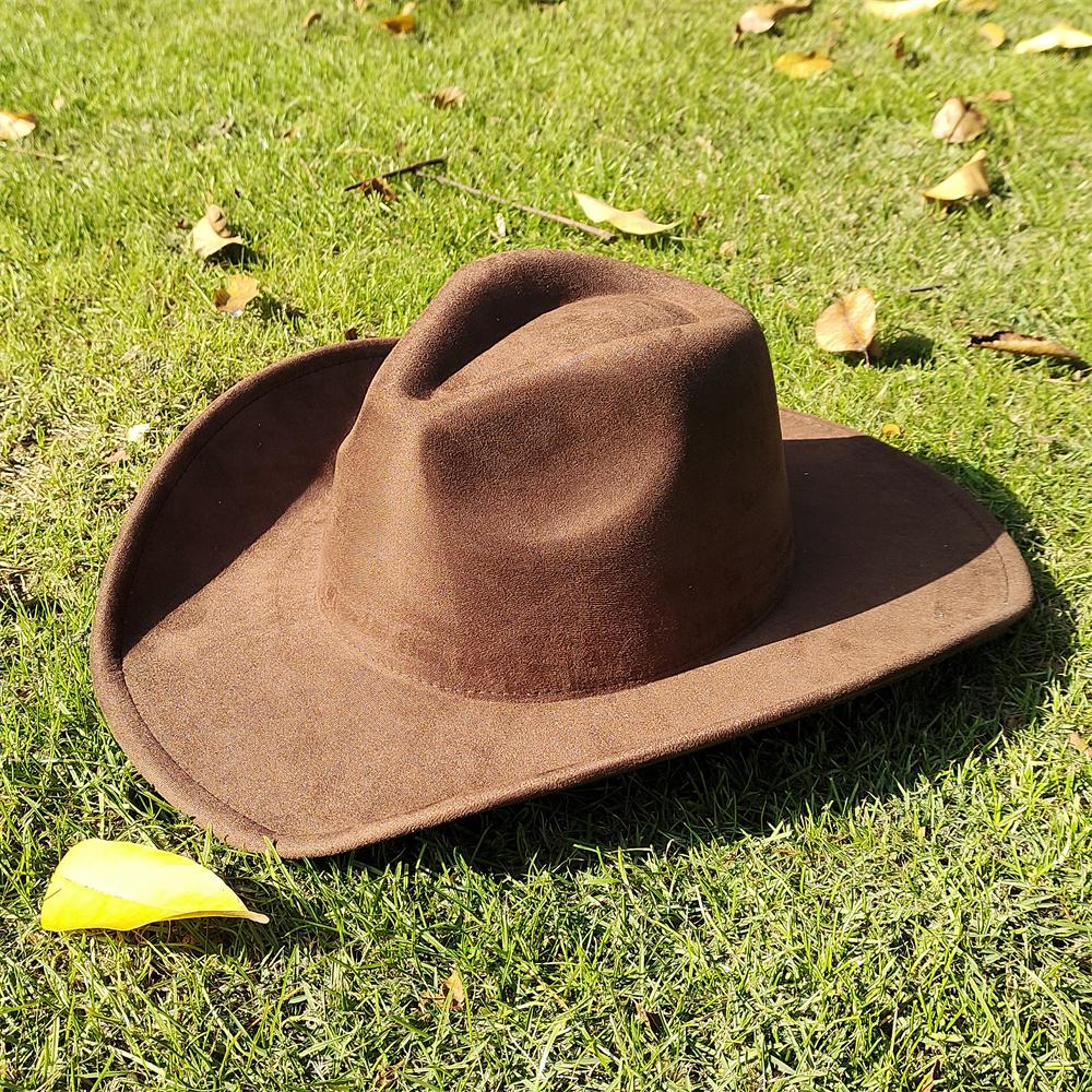 Nowy klasyczny zamszowy kapelusz fedora kowbojski z szerokim rondem 9,5 cm dla mężczyzn i kobiet, modny kapelusz podróżny na imprezę, sombrero vaquero