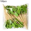 100Pcs Fruit Forks Food Grade Anti-slip Wood Long Handle Cactus Shape Buffet Picks Party Supplies
