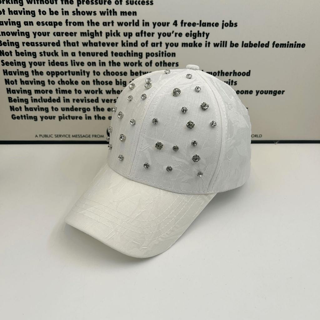 Hat women's summer sunshade breathable cap versatile casual diamond-encrusted baseball cap outdoor travel sun hat