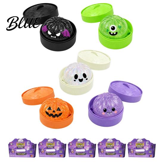 Squeeze Toy with Steamer Box 1/4/5Pcs Halloween Dumpling Box Cartoon Glitter Steamed Bun Stress Relief Toy Ball Fidget for Home Office Toys