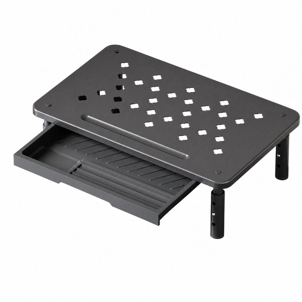 Monitor Riser with Drawer Sturdy Ventilated Stand Modern Minimalist