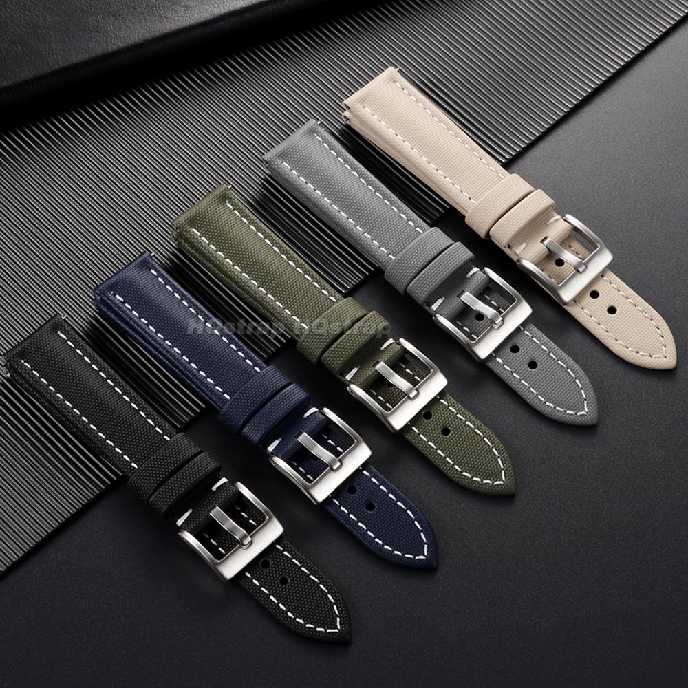 Sailcloth Watch Strap 18mm 19mm 20mm 21mm 22mm Nylon Waterproof Watchband for Omega for Seiko Men Women Quick Release Bracelet