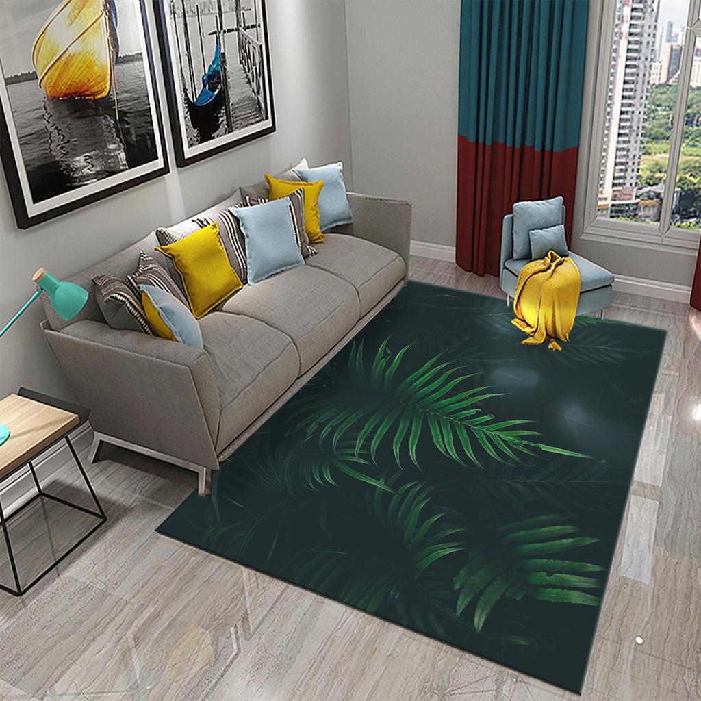 3D Palm Leaf Carpet Green Tropical Plants Rugs Kitchen Bathroom Anti-Slip Door Mats Carpet Living Room Bedroom Decor Floor Rugs